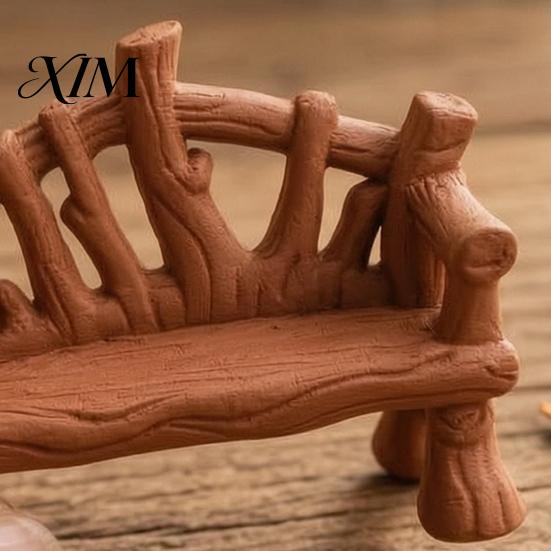 Micro Landscape Ornaments 3D Printed Mini Twig Bench for Dollhouse Furniture, Rustic Branch Compact Diorama Elements Shape Ornament, Fairy Garden