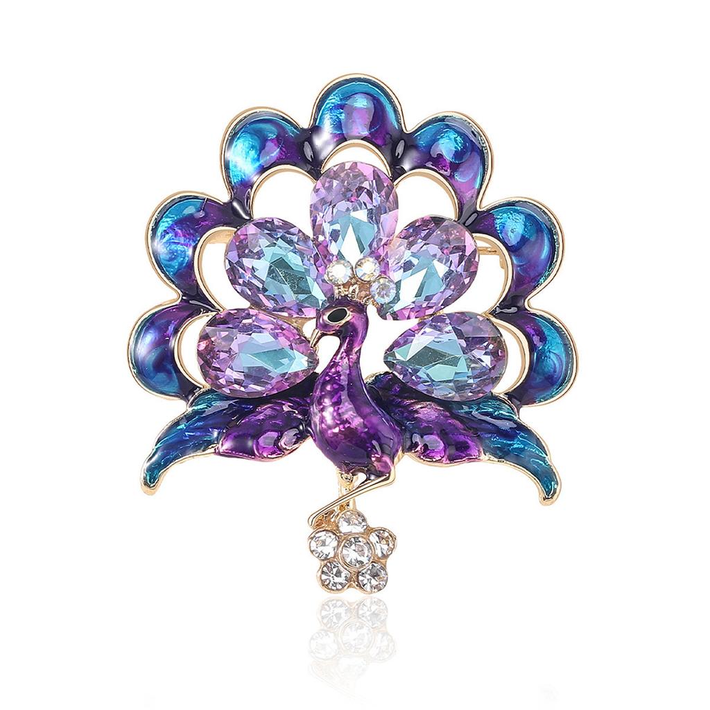 Брошь «Павлин» с бриллиантами для женщин, корсаж, булавка, аксессуар для пальто и плащей, стильный.