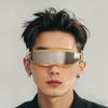 Futuristic Blocking Sunglasses Electroplated Y2K Shades Unique Steampunk Sunglasses  Women