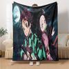 Powerful Demon Anime Flannel Blanket, Soft Polyester, Modern Design, All-Season for Camping, Travel, Gifts for holidays or birthdays