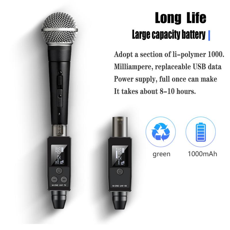 M-ONE UHF Microphones DSP Wired To Wireless System XLR Transmitter Receiver Signal Adapter For Dynamic 48v Condenser Microphone