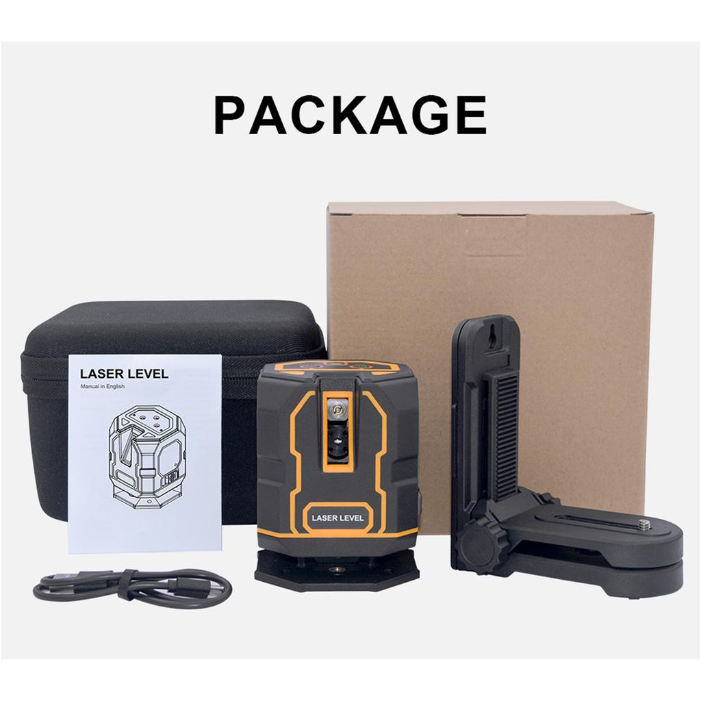 Лазерный уровень с перекрестной линией и кронштейном, 30 м/98 футов, самовыравнивающийся, 360 градусов, горизонтальный, 120 градусов