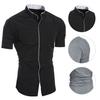 Мужская рубашка сплошной цвет Стенд Цвет Slim Fit Повседневный летний топ для повседневной носки