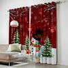 Christmas Red Snowman Curtains 3D Digital Printed Window Drapes Festival Home Decor Curtains 2 Panels Set Grommet Blackout Curta