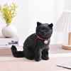 Realistic Sitting Cat Plush Toy with Collar Soft Fluffy PP Cotton Stuffed Kitten Animal Plushie Doll Home Decoration Kids Girlfriend Birthday Gift