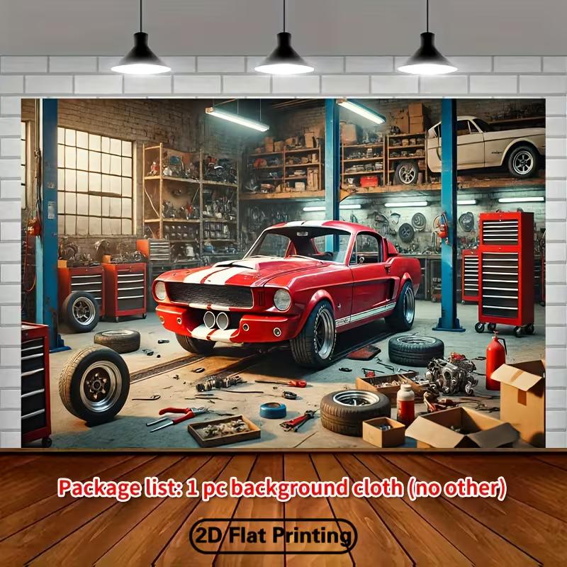 Тканое панно Ford Mustang Muscle Car Ретро Гараж Мастерская Настенное украшение