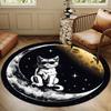 S Cool Moon Cat Round Rug Nonslip Area Rug Office Chair Mat Carpet For Living Room Bedroom Home Decor