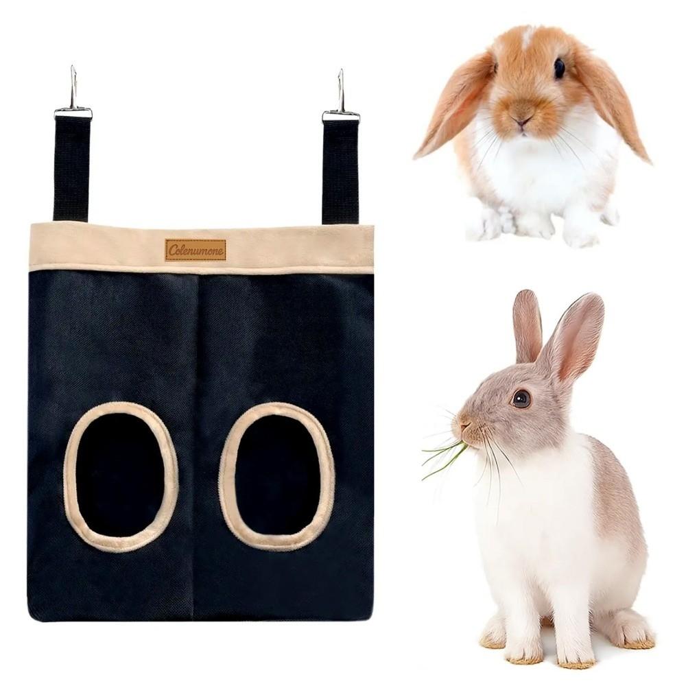 Food Storage Bag Hanging Rabbit Feed Bag Eco-Friendly Canvas Hay Bag Chew Proof Hay Pouch for Pet Cage