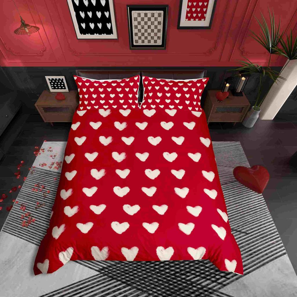 Комплект пододеяльника Леопардовое сердце Размер Квин Кинг Розовые полосы Покрывало Декор комнаты для женщины взрослого Романтический подарок Пододеяльники