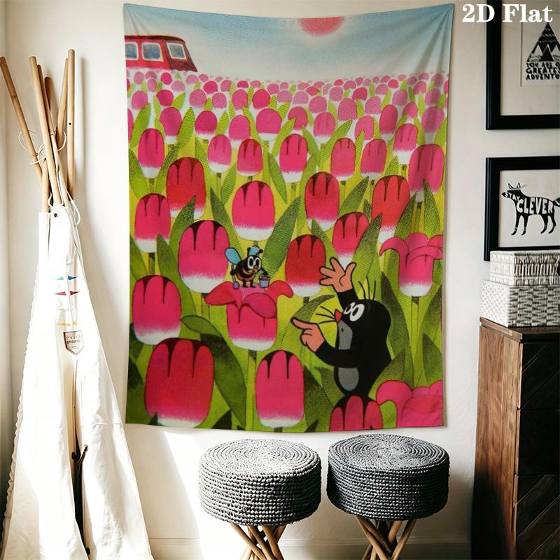 The Story of The Mole Wall Tapestry Aesthetic Wall Hanging Printed Fabric Blanket Decorative Tapestries for Bedroom Living Room Home Decor