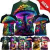 3d Mushroom Printing Neutral T-Shirt Plant Pattern Round Neck Short Sleeve Forest Fashion Casual Top High Quality Clothing6XL