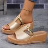 Peep Toe Wedge Slides Women 2024 Summer T-Strap Platform Slippers Woman Pu Leather High Heels Sandals Mujer Non-Slip Beach Shoes