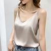Атласный шелковый топ на бретелях, маленький жилет, женский летний, без рукавов, шелковый внутренний, V-образный вырез, однотонный, для ношения под низ
