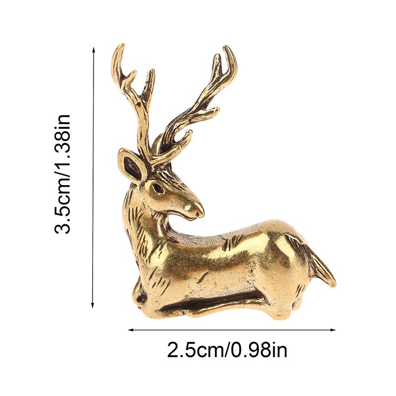 1 шт. ретро латунная рождественская миниатюрная фигурка лося, аксессуары для украшения фестиваля, мини-статуя оленя, настольное украшение, декор