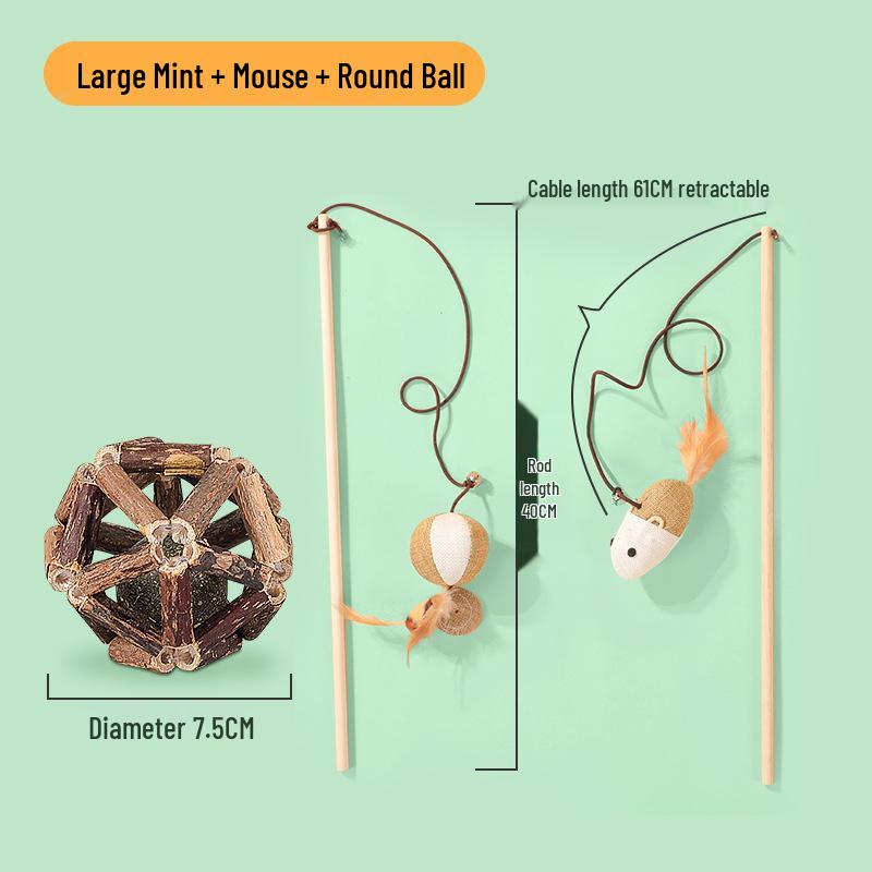 Mint Ball Catnip Chewing Stick: Interactive Kitten Toy & Stress Relief Aid