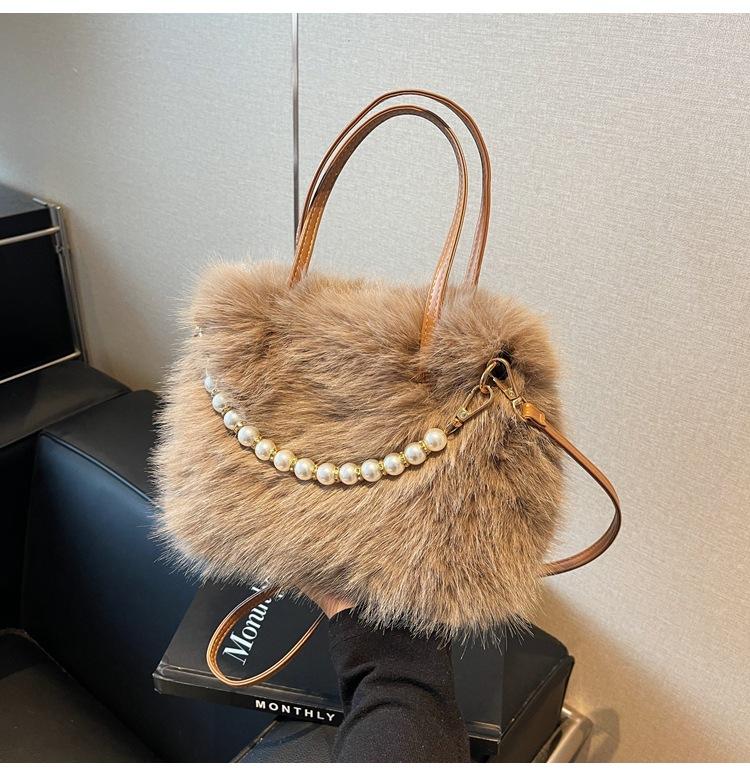 Модная сумка 2024 года, новая женская сумка, симпатичная пушистая сумка через плечо, сумка-мессенджер в иностранном стиле с бисером