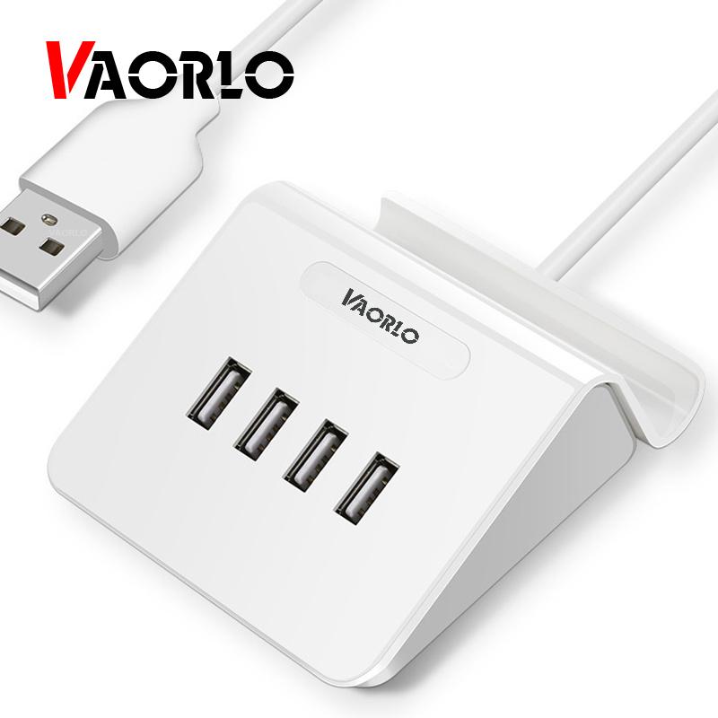 VAORLO USB2.0 Mini HUB, 4 порта, адаптер, держатель для телефона, поддержка зарядки OTG, передача данных для компьютера, ноутбука, настольный аксессуар