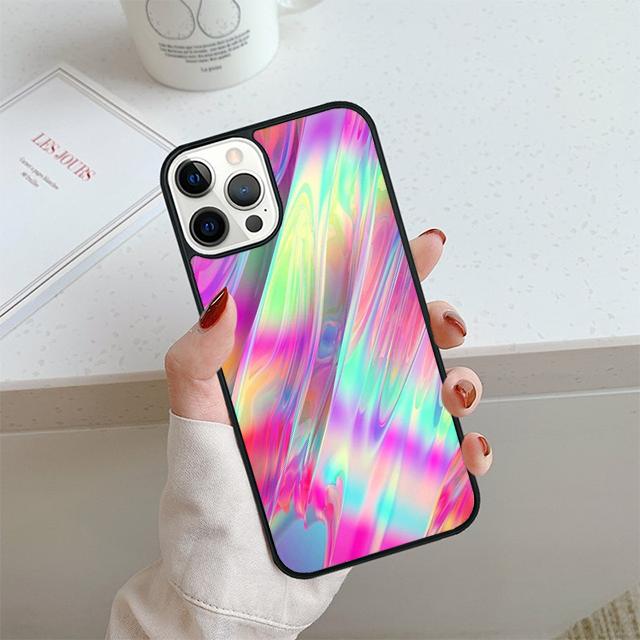 Переливающийся голографический арт чехол для телефона для iPhone 17 Air 14 15 16 13 12 Чехол для Apple Pro Max 6S Plus Coque