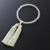 Kyoto Butsudan Hayashi Prayer Beads for Women, Pure Silk with Tassel, Genuine Crystal, Two-Heaven Indian Jade (Jadeite) [Prayer Beads Bag Set] W-037 K