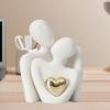 Керамическая фигурка для объятий пары с золотым сердцем любви для мужчин и женщин, статуя в объятиях, скульптура, украшение для гостиной, спальни, рабочего стола