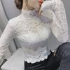 2021 Autumn Stand-up Collar Lace Long Sleeve Hollow Slimming Women's Top
