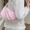 Korean Style Handheld Bag Fashion New Pearl Chain Bag Sweet and Cute Zipper Axillary Bags Women Solid Crossbody Bag Shoulder Bag