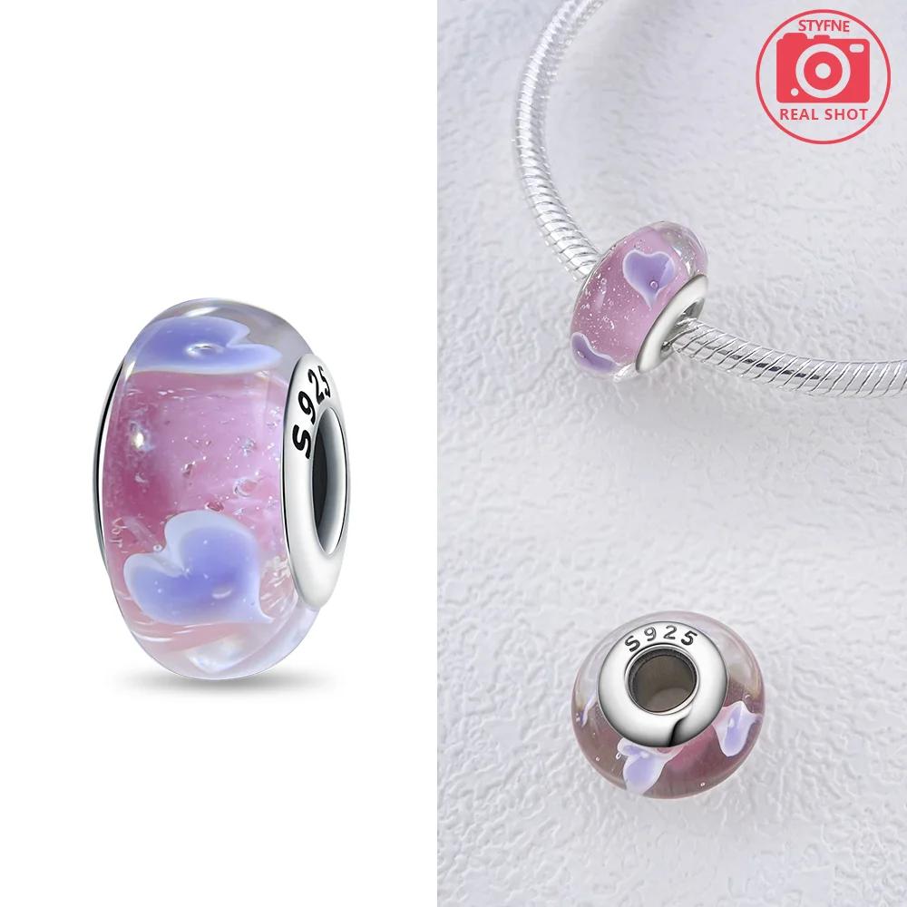 925 Silver Bracelet Women DIY Gift Murano Jewelry with Flower Blue Star Green Turtle Glass Beads