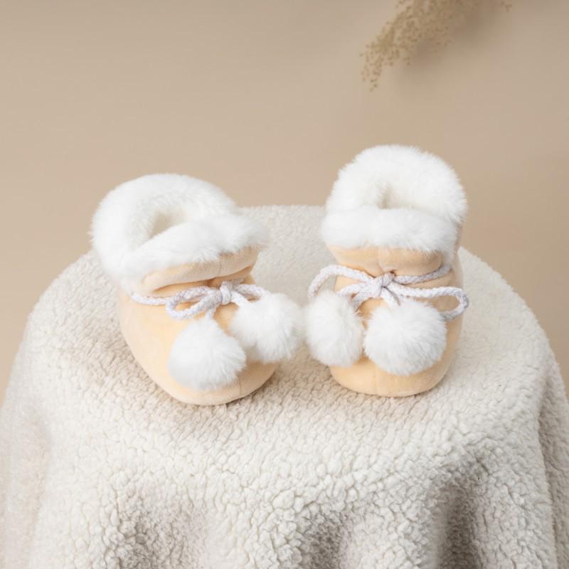 Зимние детские ботиночки для новорожденных на флисе - Мягкая подошва, Теплая обувь для первых шагов