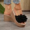 Elegant Floral Embellished Wedge Sandals for Women