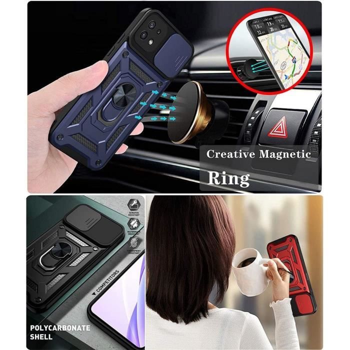 Coque de Téléphone - BOOLING - pour Samsung Galaxy A22 5G - Rigide - Bleu Marine - 2 Verres Trempés