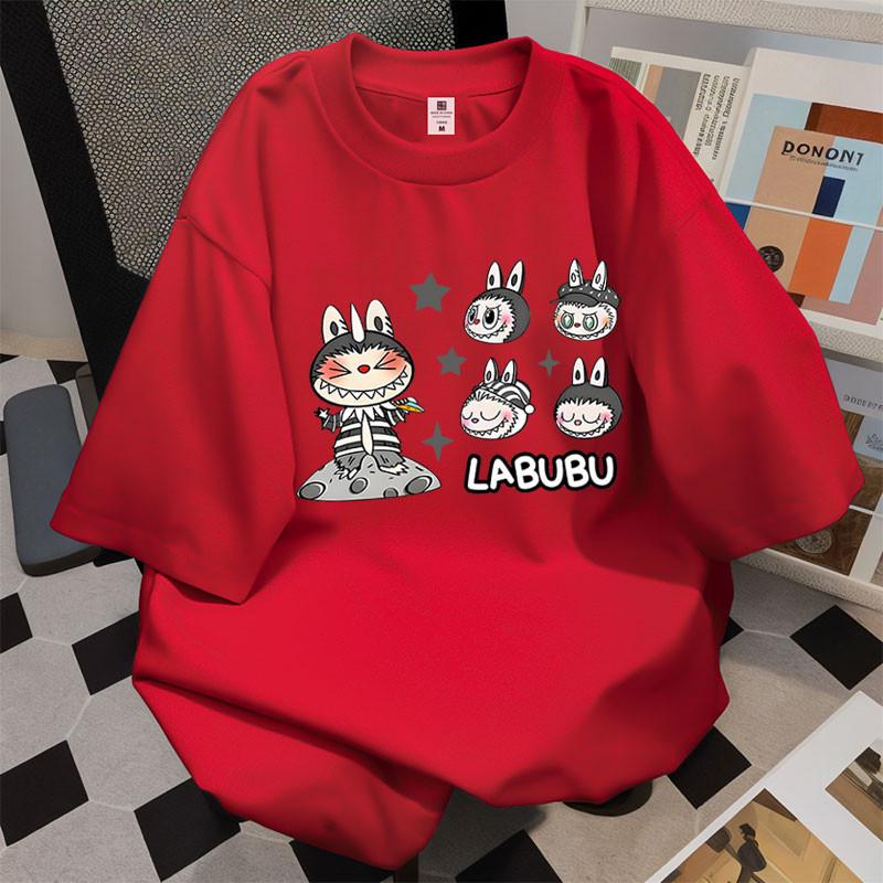 Популярная женская футболка с коротким рукавом LABUBU, Летний модный универсальный топ, Повседневная женская одежда