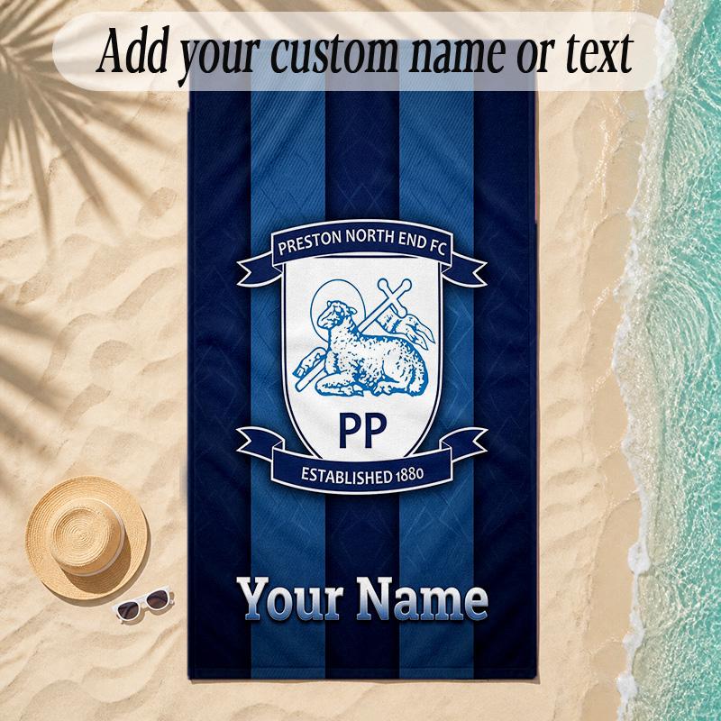 Beach TowelPreston North End Custom Name Text Personalized Soft Towel for Beach Pool Indoor Home Decor Gift