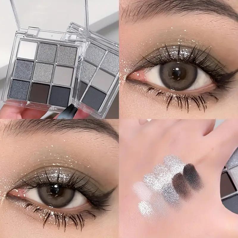 9 Colors Grey Eyeshadow Palette Shimmer Matte Sootiness Makeup Palette Smoky Eye Makeup