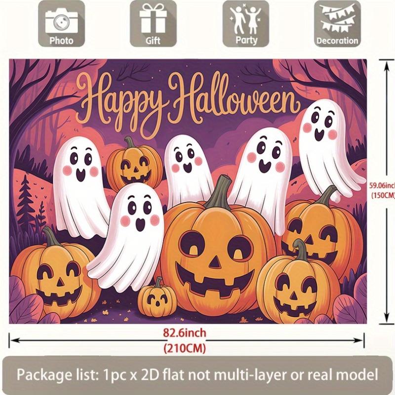 A 2D polyester flat banner depicting a Halloween scene, cute and perfect for decorating Halloween.