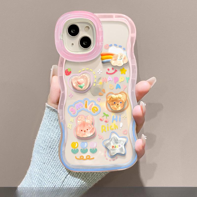 Applicable To Apple 15 Promax Mobile Phone Case IPhone 14 Cloud Doll Lanyard 13 Invisible Double Bracket 12 Silicone