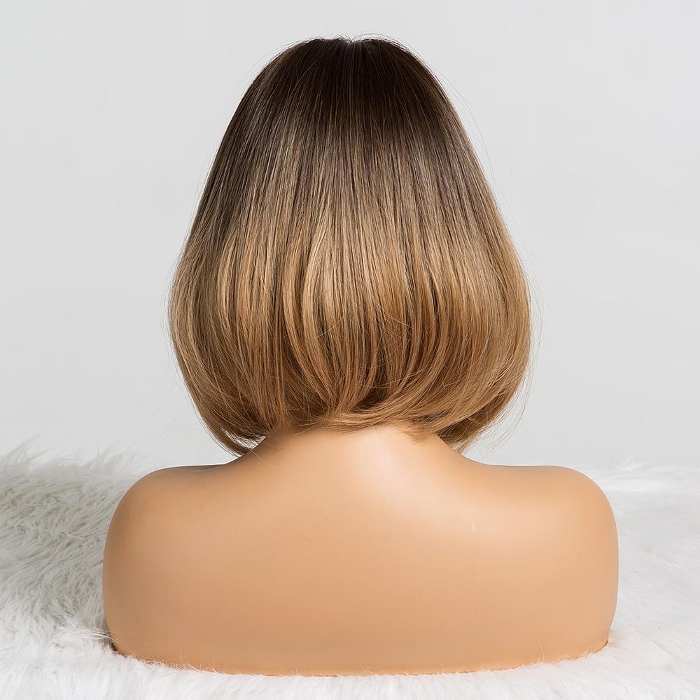 ALAN EATON Короткие прямые синтетические парики от коричневого до светлого оттенка с челкой для женщин, термостойкий парик Лолита, косплей