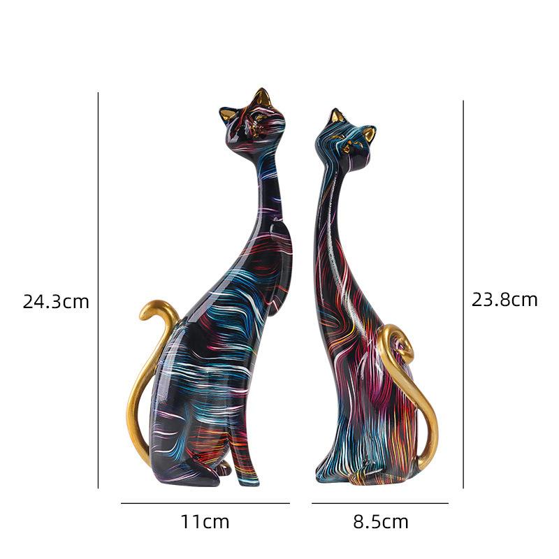 Nordic Graffiti Art Oil Painting Cat Decoration Resin Abstract Ornaments Figurines Bedroom Desktop Porch Cat Sculpture