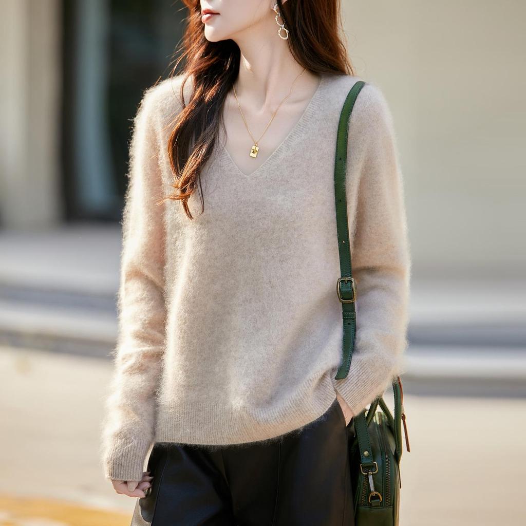 Тяжелый кашемировый бесшовный вязаный свитер-пуловер для женщин из серии Brushed