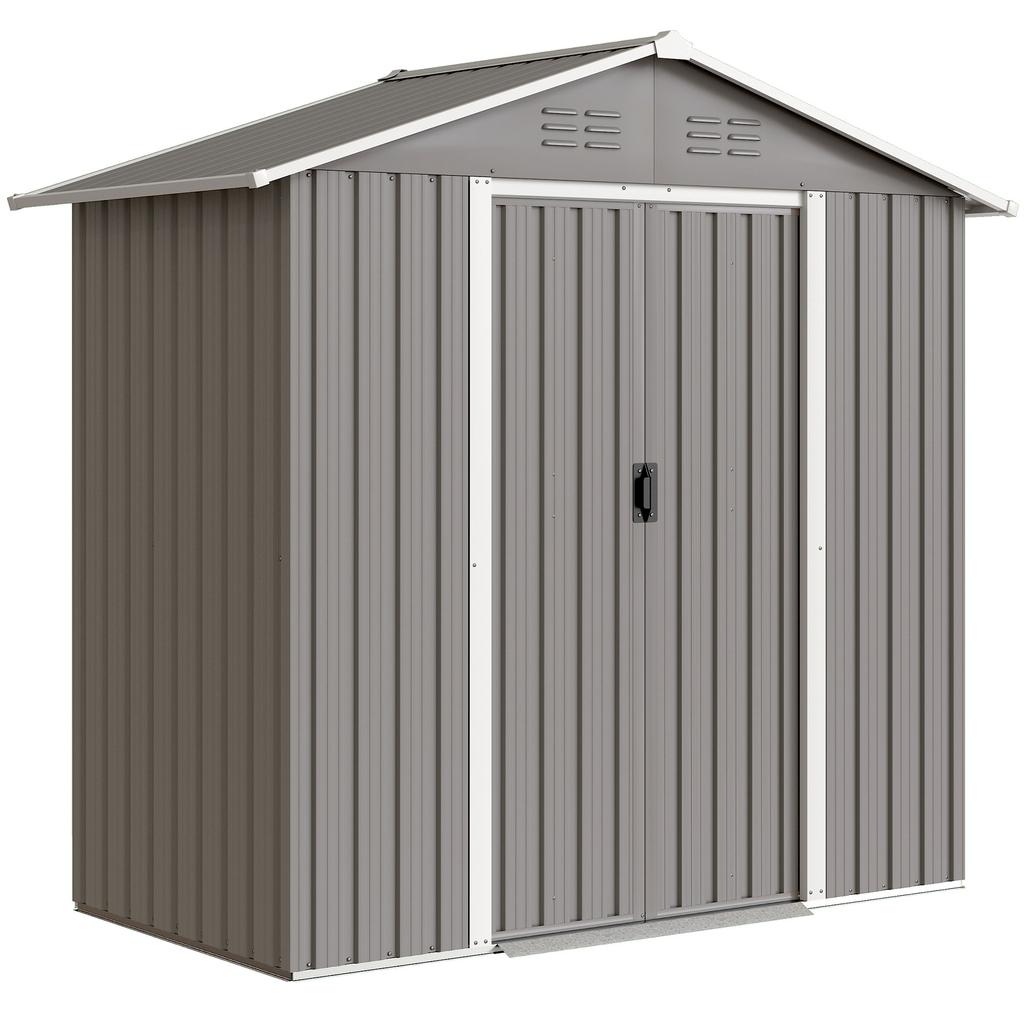 6.5 X 3.5ft Metal Garden Storage Shed Light Grey