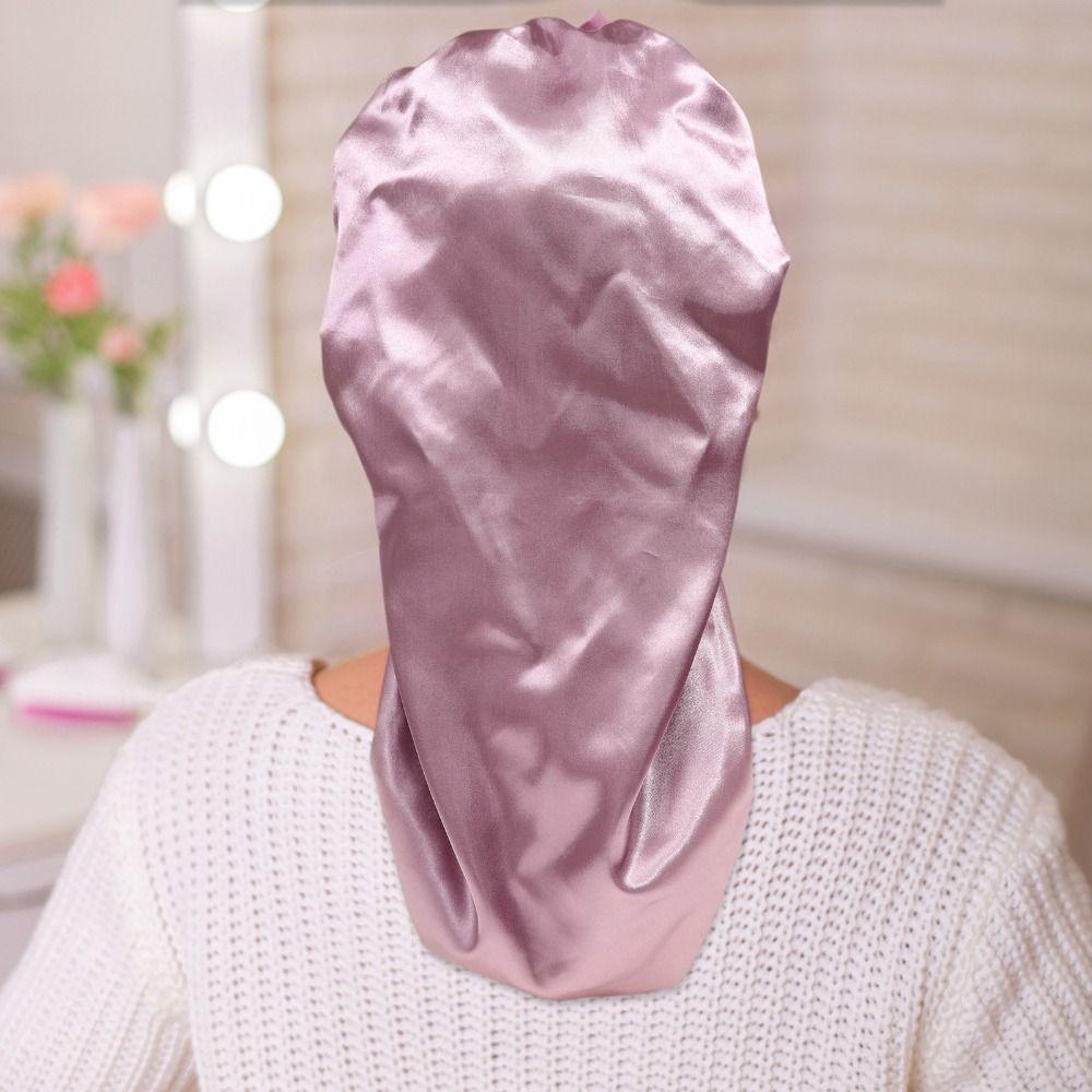Кнопка регулировки для сна, церемония ухода за волосами, длинный головной убор, атласная шапочка для волос, регулируемая ночная шляпа
