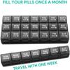 Large Monthly Pill Box Case Organiser Tablets Organizer Box 28 Days Dust-Proof Vitamin Medicine Supplement Container for Family