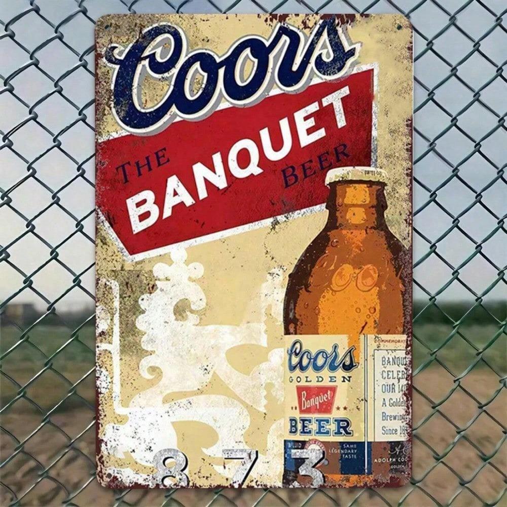 Planetjuice Vintage Metal Tin Sign Coors Banquet Beer Retro Wall Decor Man Cave Garage Pub Kitchen Rustic Plaque Gift