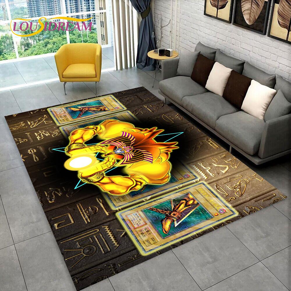 Monster Gold Card Cartoon Yu-Gi-Oh Anime Blue Eyes Dragon Game Carpet Rug for Bedroom Living Room Home Sofa Decoration, Коврик для пола