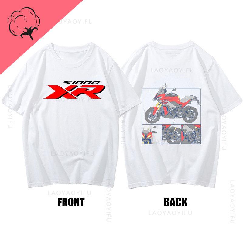 Мотоцикл S1000Xr Тема 100% Хлопок для Водителя Фанатов Мотоциклов Летняя Мода Мужская Футболка с Круглым Вырезом Хипстер Мужской Топ Уличная Одежда Топ