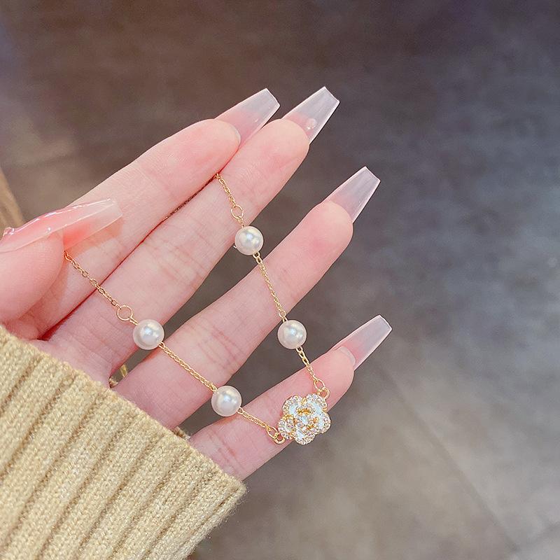 Элегантный браслет из жемчуга и камелии для женщин и девушек, цепочка, ювелирные изделия для вечеринки, подарок