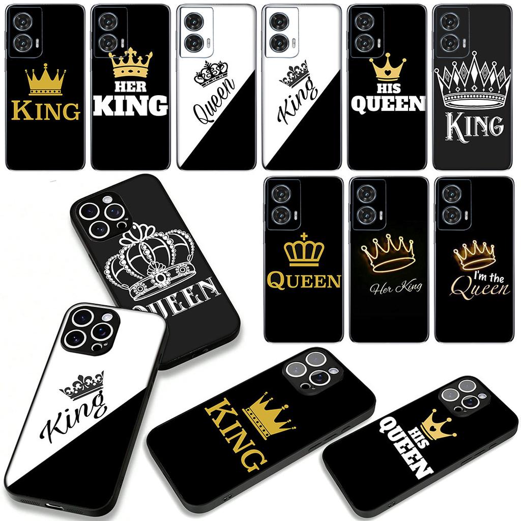 Cartoon King Queen Couple Lovers Phone Cover Case for Apple iPhone 16 15 14 Plus 13 12 Mini 17 Pro Max + 16E Air 16+ ProMax