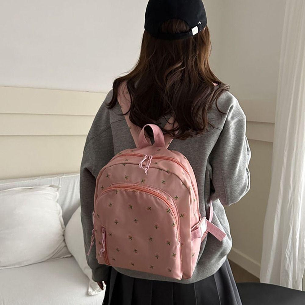 Small Size School Bag Korean Styles Girls Handbag Casual Women Floral Backpack Daily Use