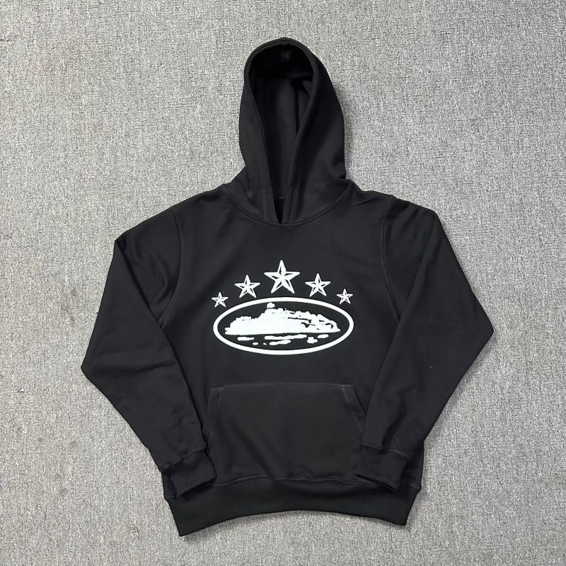 Corteiz Classic Series Ship Print Lightweight Fleece Hoodie Casual Jogger Pants Set Men Women