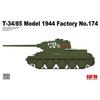Ryefield Models 1/35 Scale Soviet T-34/85 Mod 1944 Factory 174 Angle Joint Turret Variation Plastic Model Kit RFM5079 Molded in Color
