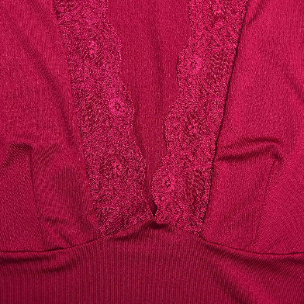 Сексуальный тонкий кружевной топ с длинным рукавом и V-образным вырезом